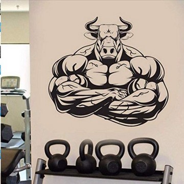 牛头人肌肉男图案 健身房装饰创意精雕墙贴 贴纸-阿里巴巴