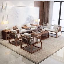 新中式沙发现代实木简约罗汉床小户型乌金木酒店样房客厅办公家具