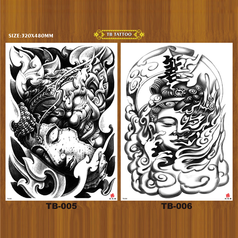 纹身贴佛祖佛头后背满背纹身贴防水男女持久仿真刺青纹身贴纸
