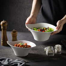 异形拉意面汤日式陶瓷私房菜餐具家用米饭创意白色酸菜鱼大号盆碗