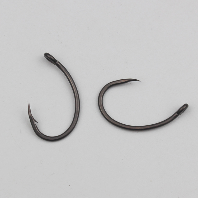 驼背钩弯背鱼钩倒刺管付斜口带圈加硬鲶鱼欧洲钓组鲤鱼毛钩若虫钩