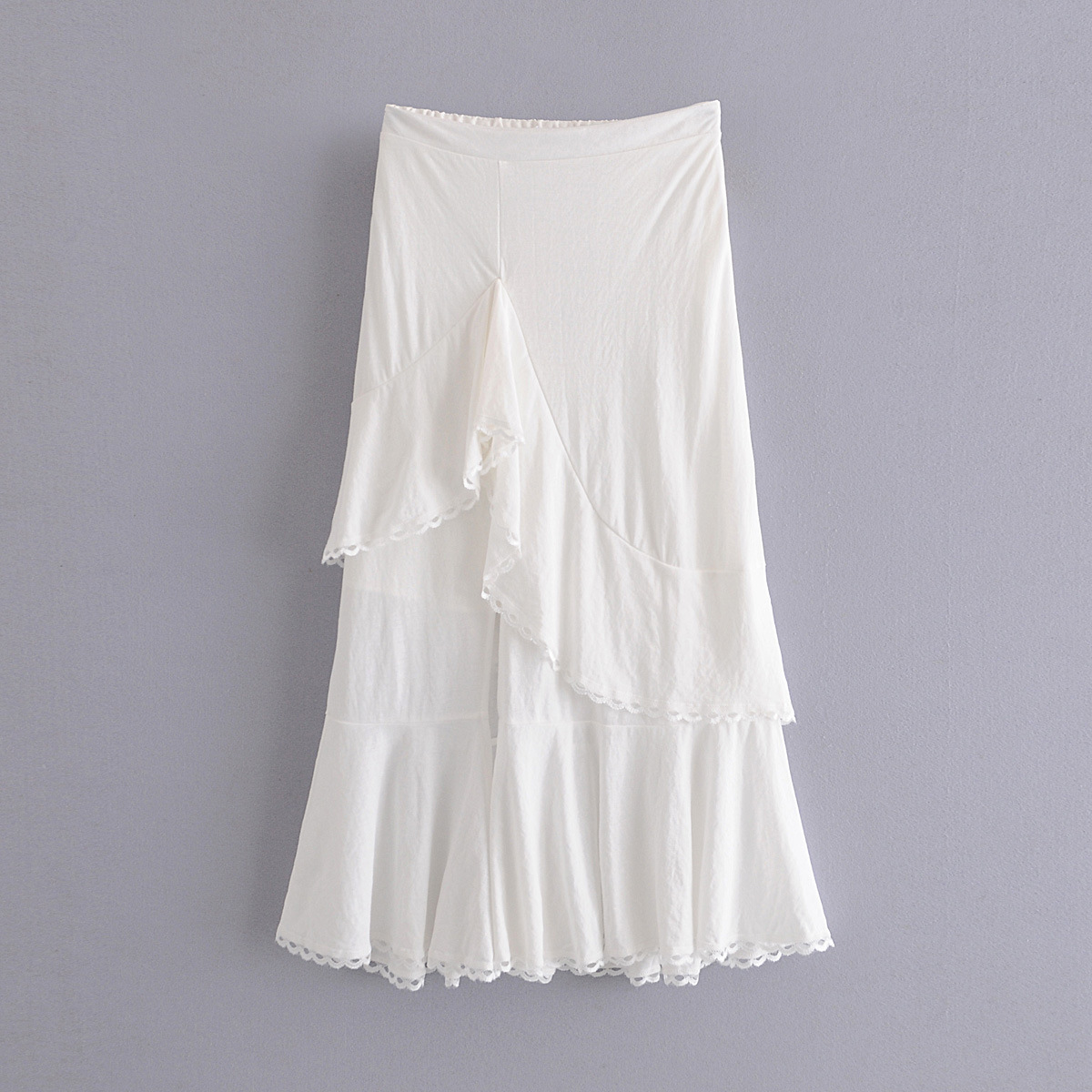 2021春季外贸批发女装松紧腰蕾丝拼接半身裙