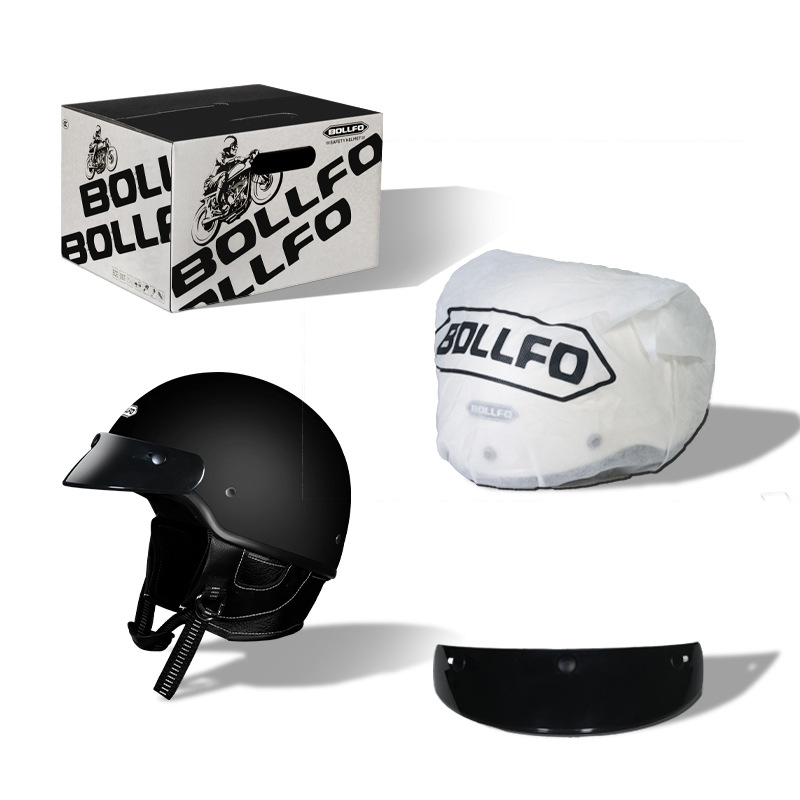 Bollfo Retro Biker's Motorcycle Helmet Men's and Women's Japanese Harley Helmet Half Helmet Summer Four Electric Car Ladle Shaped Helmet