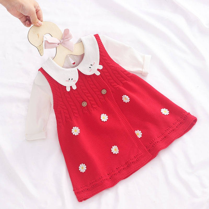 女童背心裙宝宝针织裙公主洋气毛线连衣裙婴儿马甲韩版春秋装