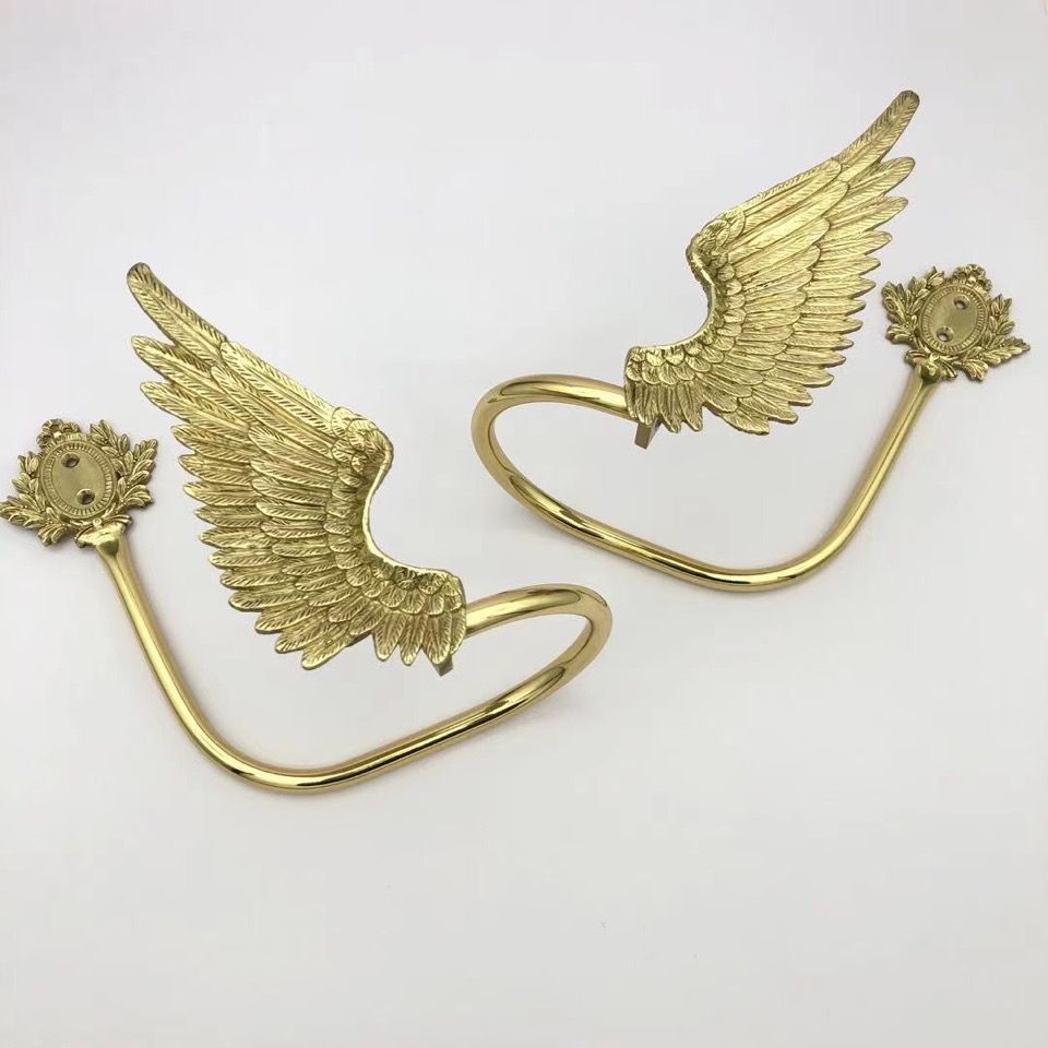 铜丸工艺/一对价黄铜天使翅膀窗帘钩创意设计北欧轻奢装饰墙挂钩