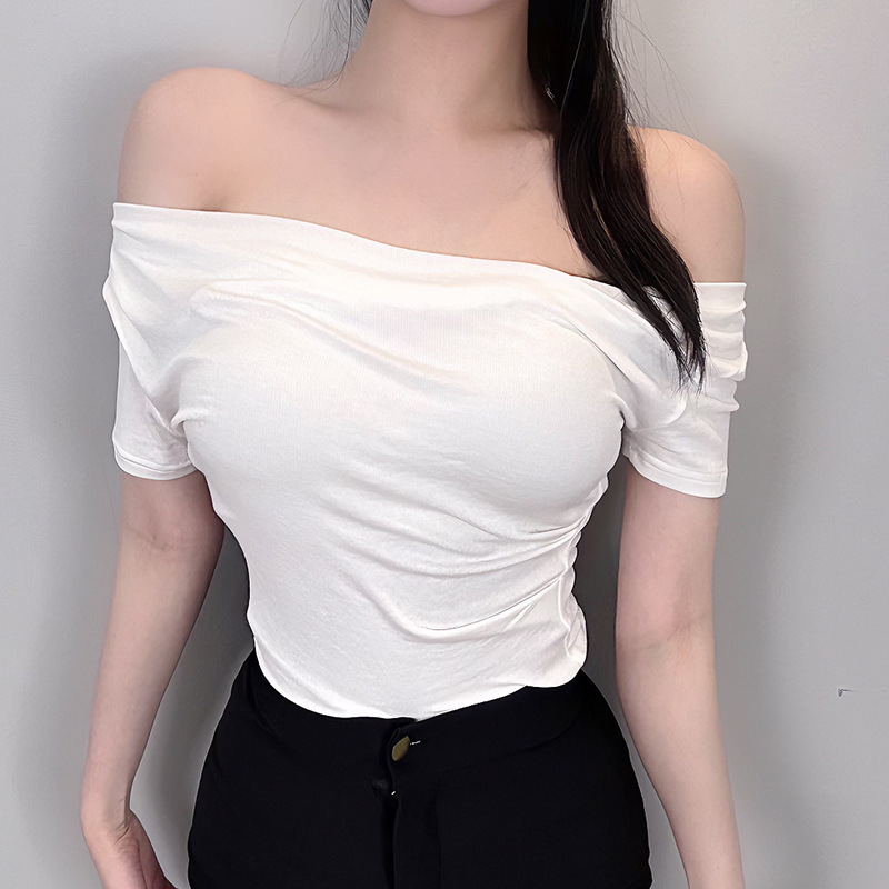 韩国东大门性感纯欲显胸大气质百搭女人味修身显瘦短袖t恤上衣女