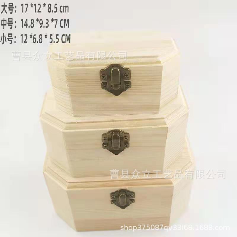 Octagonal Rectangular Box Creative Wooden Decoupage Clay White Body Pencil Jewelry Wooden Box Blind Box