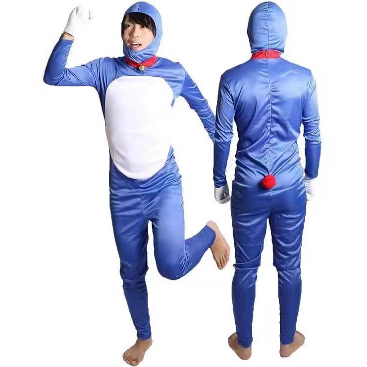 连体衣薄款男女同款服装cos动漫表演服成人撞色百搭新款紧身衣服