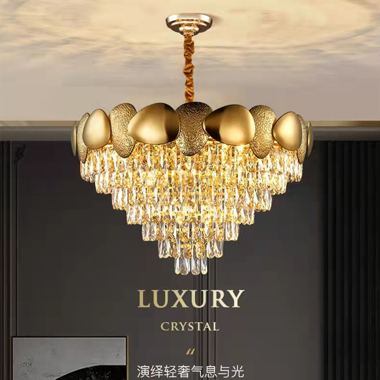 Post-Modern Light Luxury Chandelier Lamp in the Living Room Simple Stainless Steel Fashion Trending Bedroom Light Designer Creative Crystal Lamp