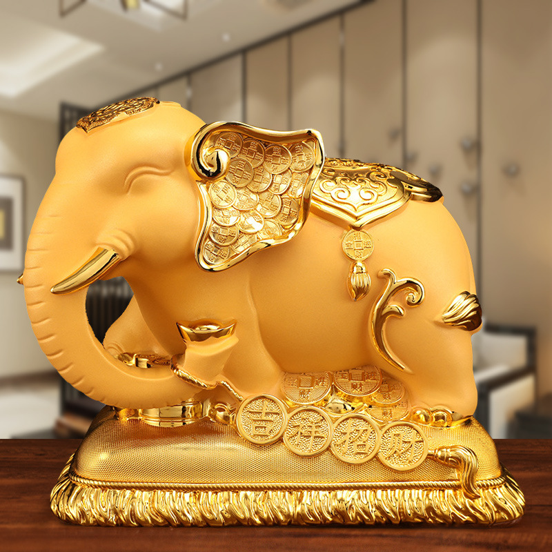 中式创意招财大象树脂摆件乔迁新居礼品客厅电视柜酒柜装饰工艺品
