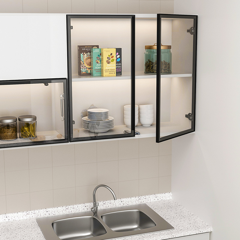 厨房碗柜门钢化玻璃简易柜门带框新款橱柜门更换门板