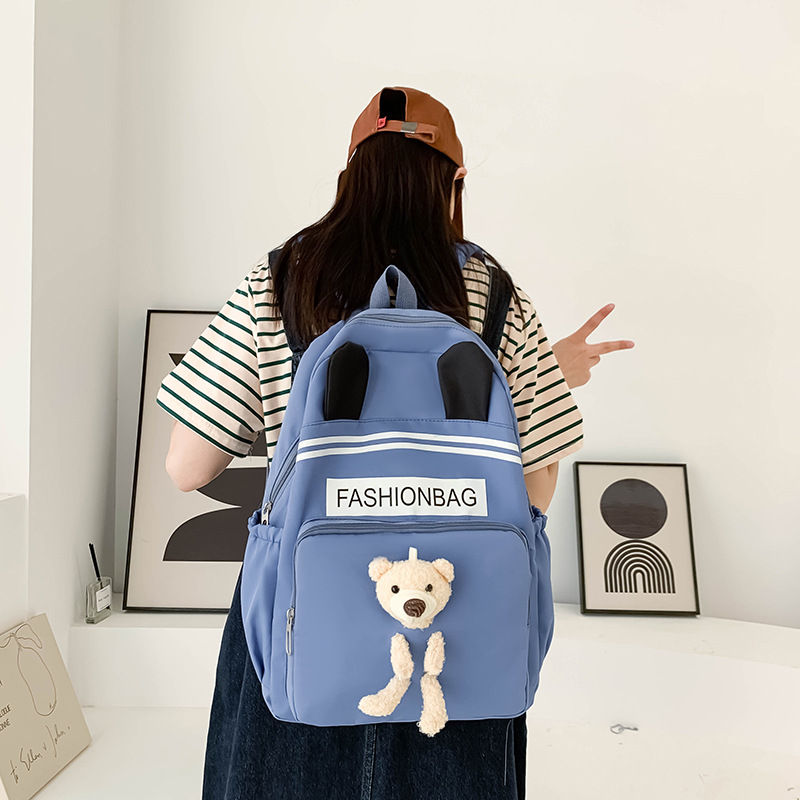 2023 New Primary School Student Schoolbag Female Large Capacity Casual All-Matching Backpack Korean Cute Doll Backpack Wholesale