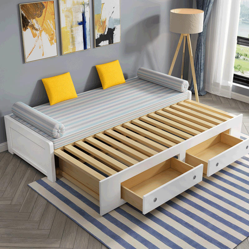 抽拉床推拉榻榻米无扶手沙发床两用折叠坐卧小户型单人实木抽拉式