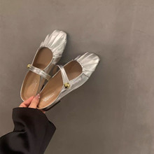 银色平底包头半拖凉鞋女夏季外穿2023年新款玛丽珍穆勒配