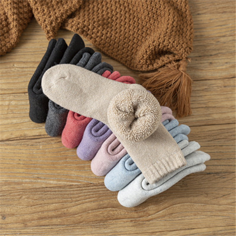 女士厚袜子巨厚冬季高筒毛圈袜加厚袜加绒御寒东北抗寒长筒毛巾袜