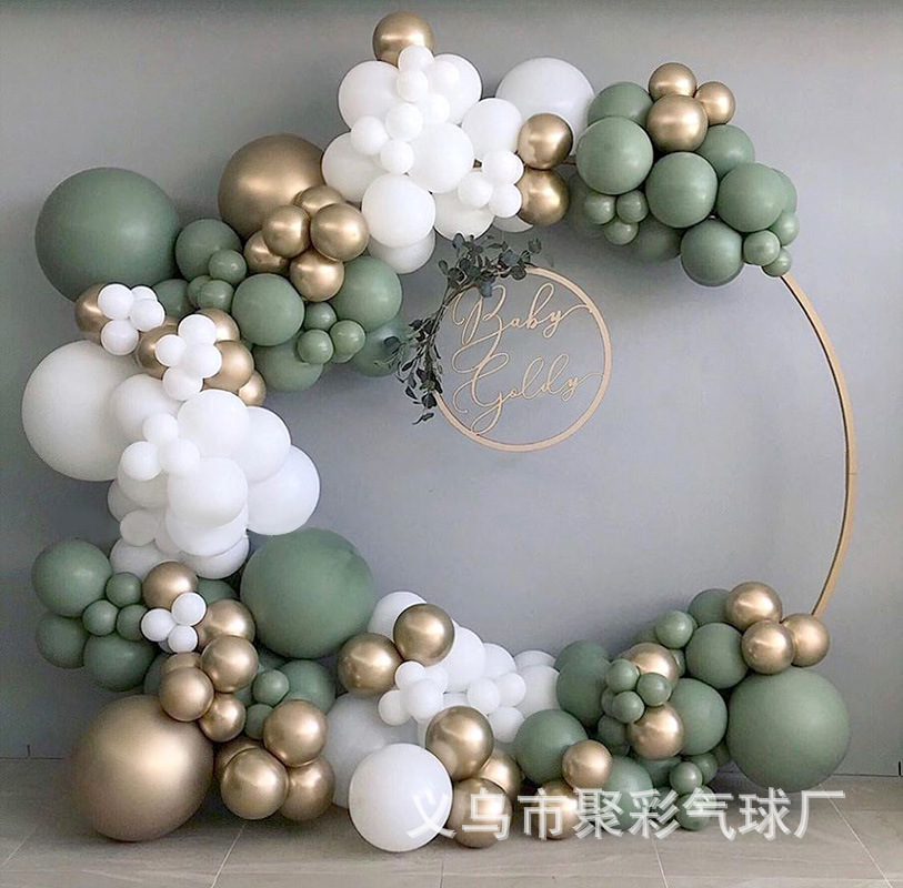 Cross-Border New Arrival Retro Green Rubber Balloons Package Children‘s Birthday Party Decoration Layout Supplies Balloon