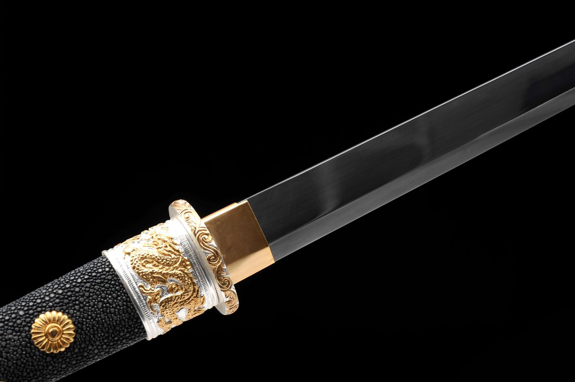 刀剑毛铁草钢环首刀传统夹钢真鱼皮唐横刀鎏金防身宝剑未开刃