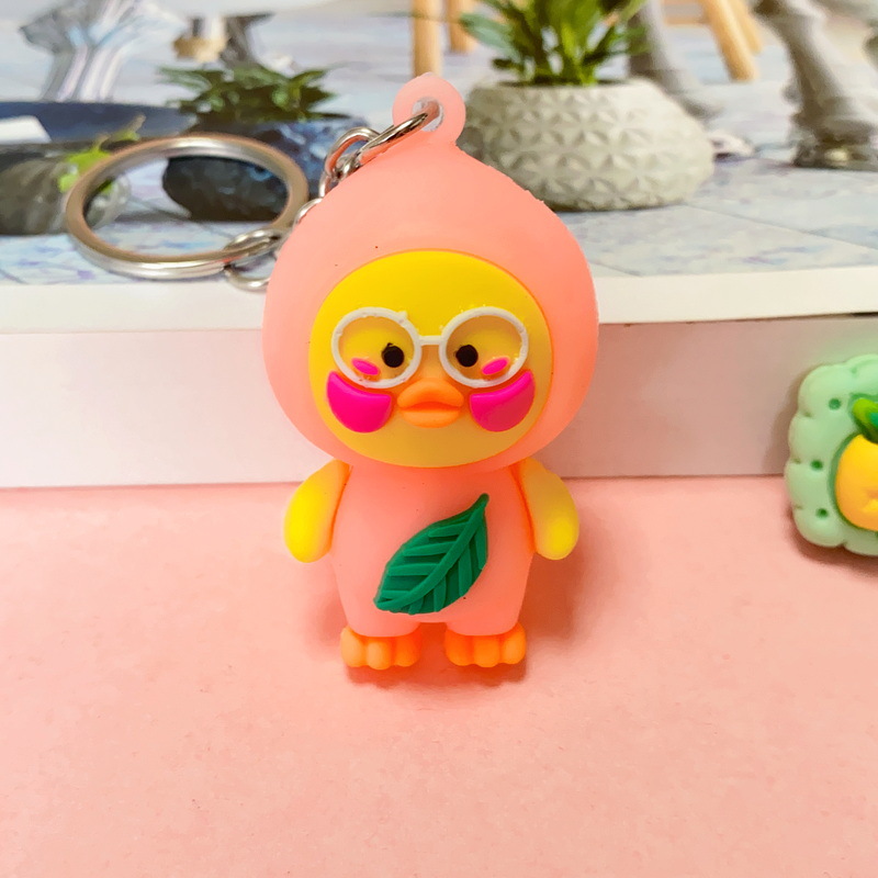 5302# Cartoon Fruit Glasses Duck Doll Keychain Cute Cartoon Duck Duck Pendant Floor Push Promotional Novelties