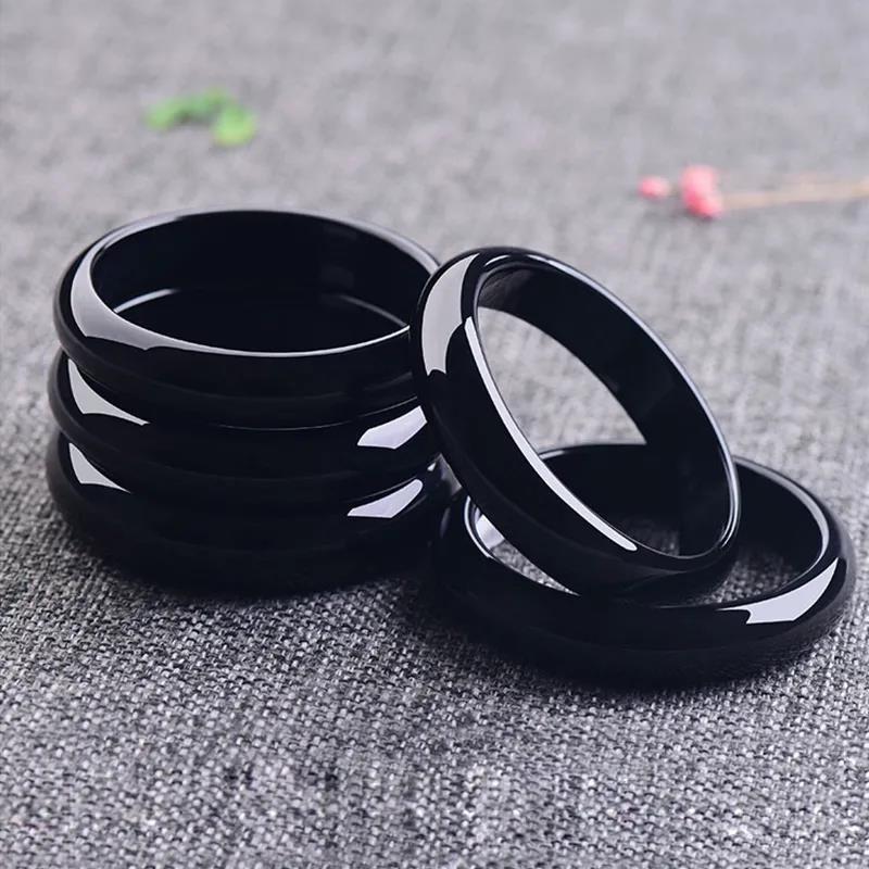 天然巴西黑玛瑙玉髓手镯中宽版玉镯复古圆条女款民族风黑美人玉镯