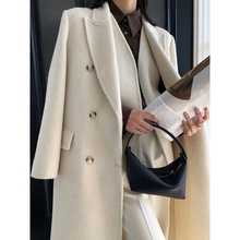 双排扣两件套双面羊绒大衣女2024年春秋新款优雅气质感羊毛呢外套