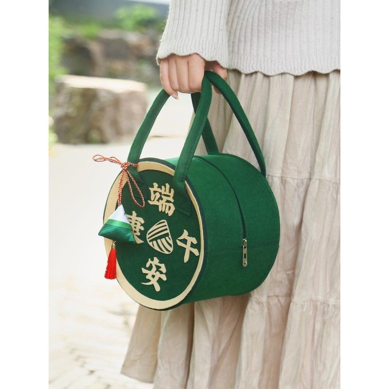 New Creative Zongzi Felt Bag Fashion Trend Dragon Boat Festival Handbag Large Capacity Felt Handbag Gift