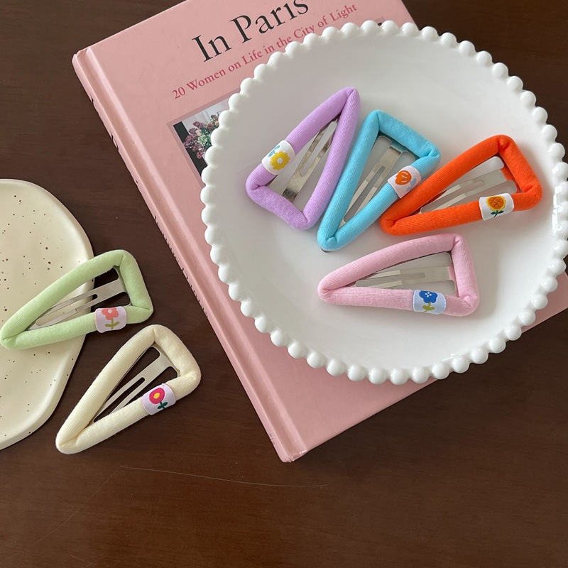韩国东大门花朵几何三角形bb夹发夹少女心糖果色边夹刘海夹发饰品