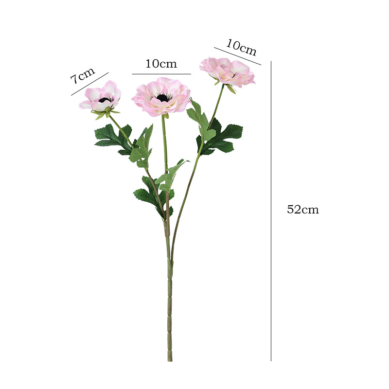 Single Stem 3 Head Anemone Artificial/Fake Flower Artificial Flowers Artificial Flower Wholesale Factory Wholesale Flower Arrangement Accessory