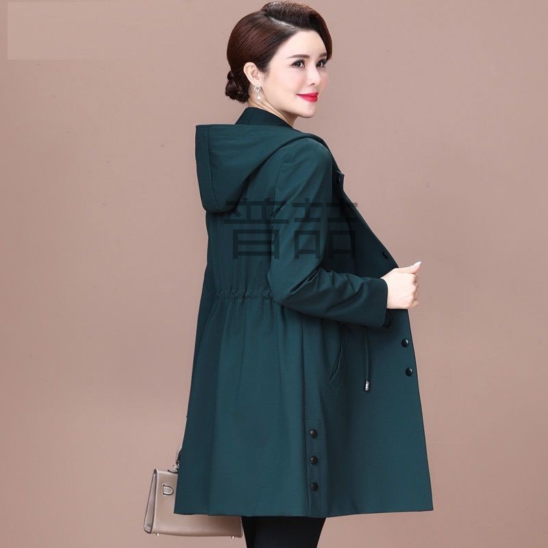 pz大码女装中长款风衣外套春秋季新款中年妈妈高贵气质休闲百搭上