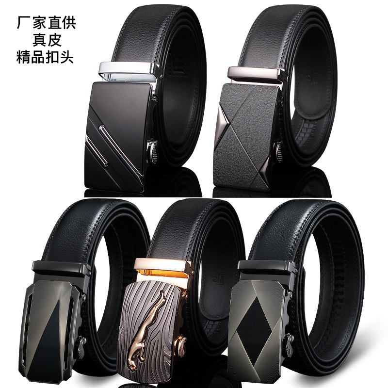 Manufacturer Belt Men's Wholesale Genuine Leather High-End Automatic Buckle Business Pure Cowhide Belt Men's Casual Men's Pant Belt