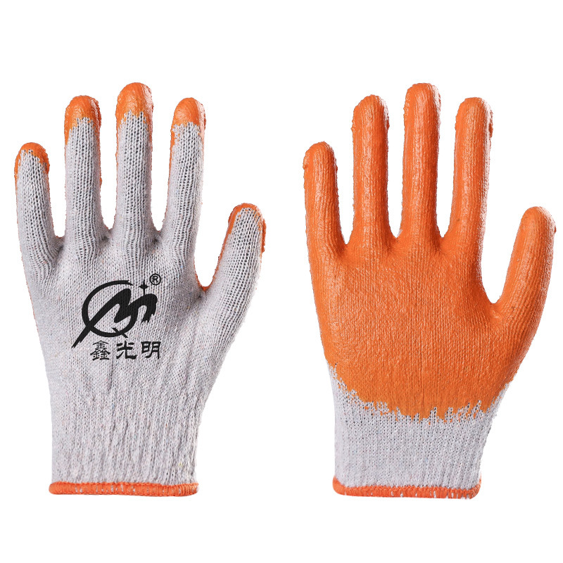 Single Strand Cotton Thread Gloves Adhesive Wear-Resistant Labor Gloves Safety Protection Labor Gloves Non-Slip Safety Gloves