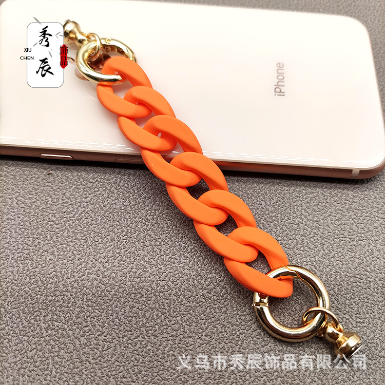 Small Fishbone Acrylic Rubber Frosted Mobile Phone Charm Bag Chain Chain on Neck Crossbody DIY Ornament Accessories Color Chain