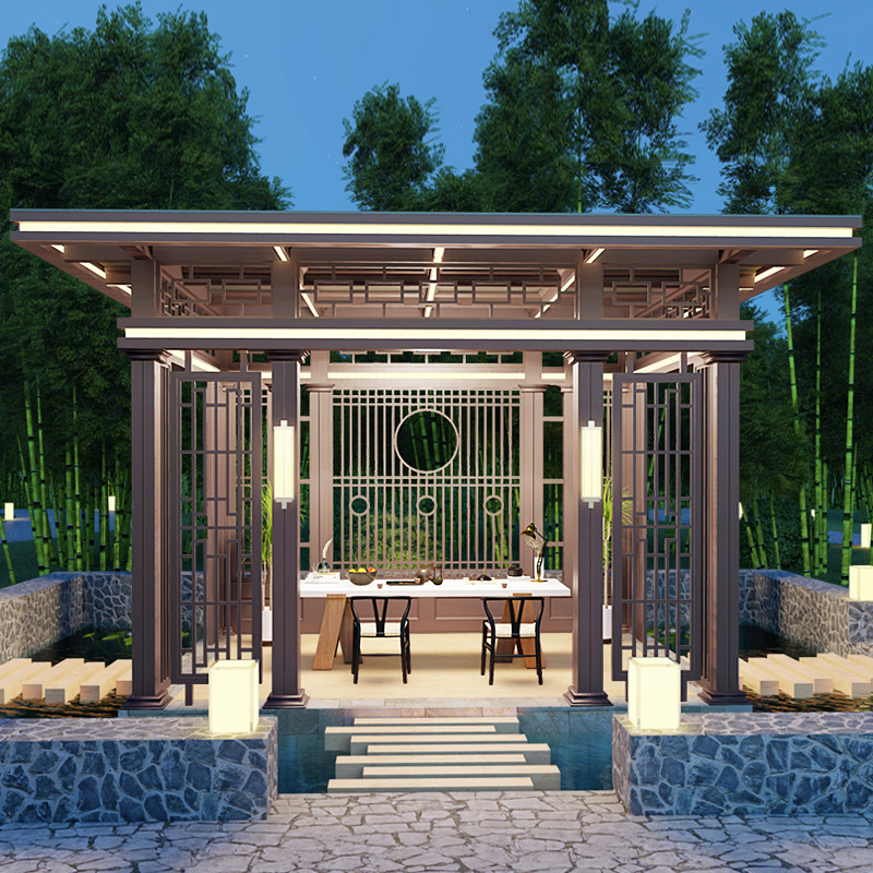 铝合金凉亭新中式亭子别墅庭院电动凉亭现代景观户外阳光房凉亭