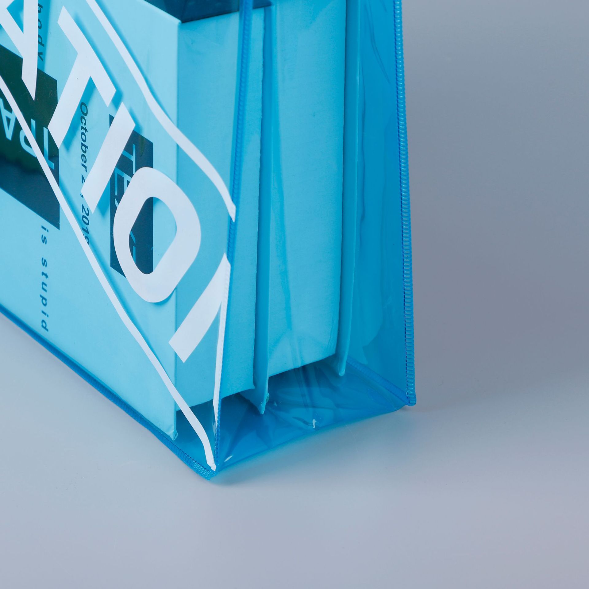 pvc镭射手提袋定做透明塑料手提包镭射炫彩pvc购物袋定制可印logo