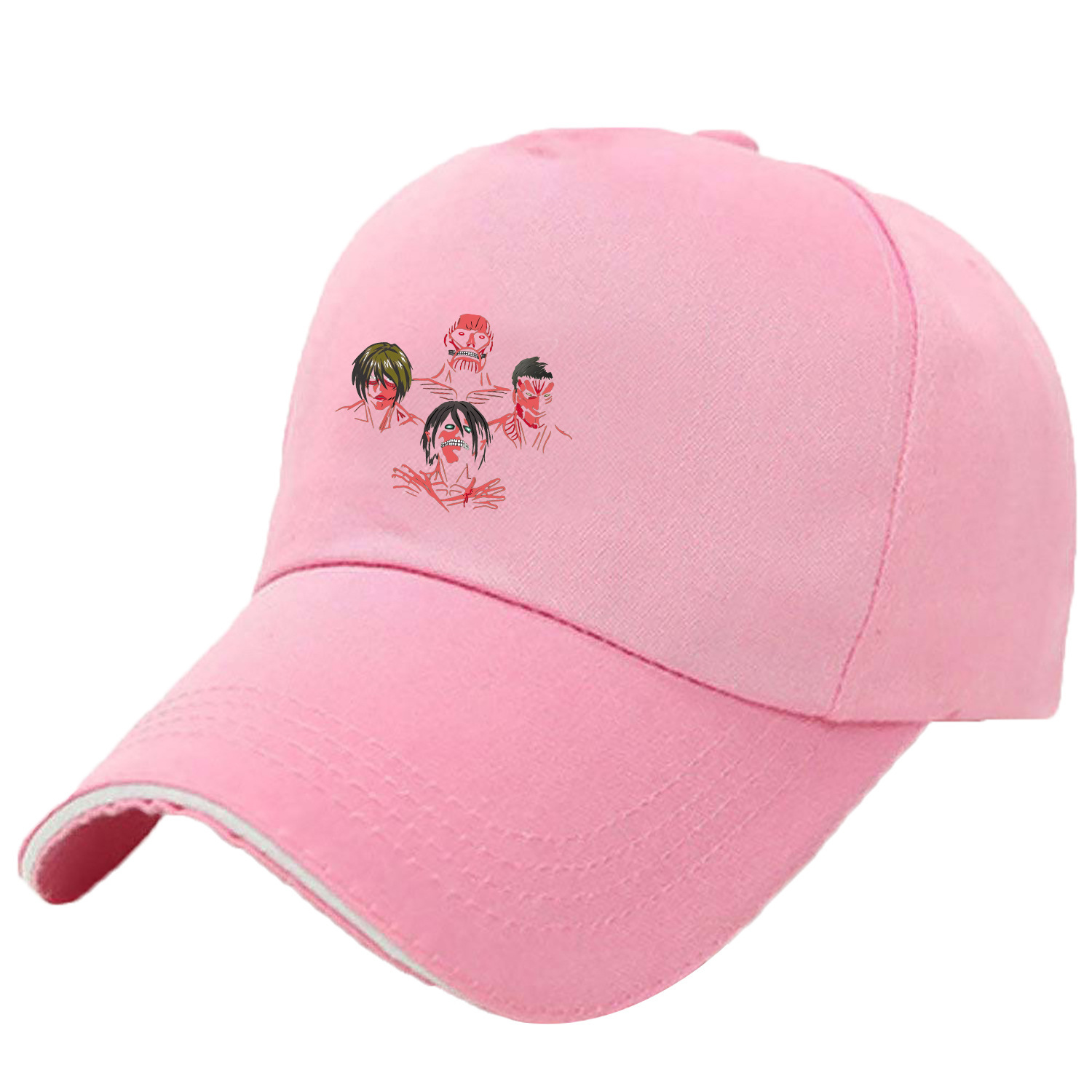 外贸新款鸭舌帽男女 日漫进击的巨人棒球帽印花遮阳帽子图案定制