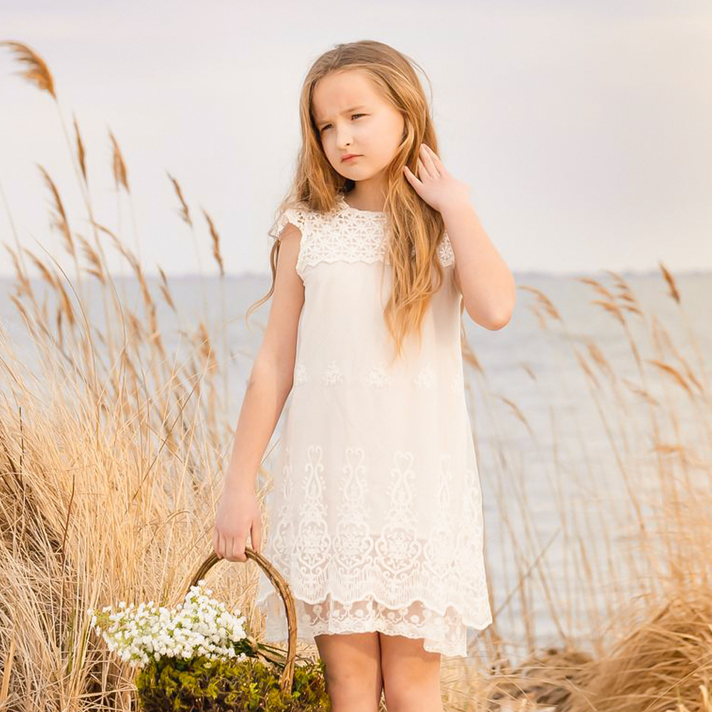 欧美女童春装2022新款连衣裙蕾丝礼服公主裙婚礼小女孩花童裙子