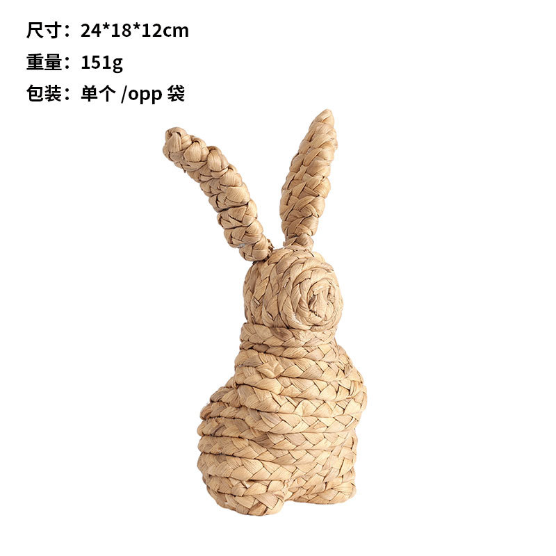 Cross-Border New Easter Decorations Hand-Woven Papyrus Easter Rabbit Creative Home Crafts Ornaments