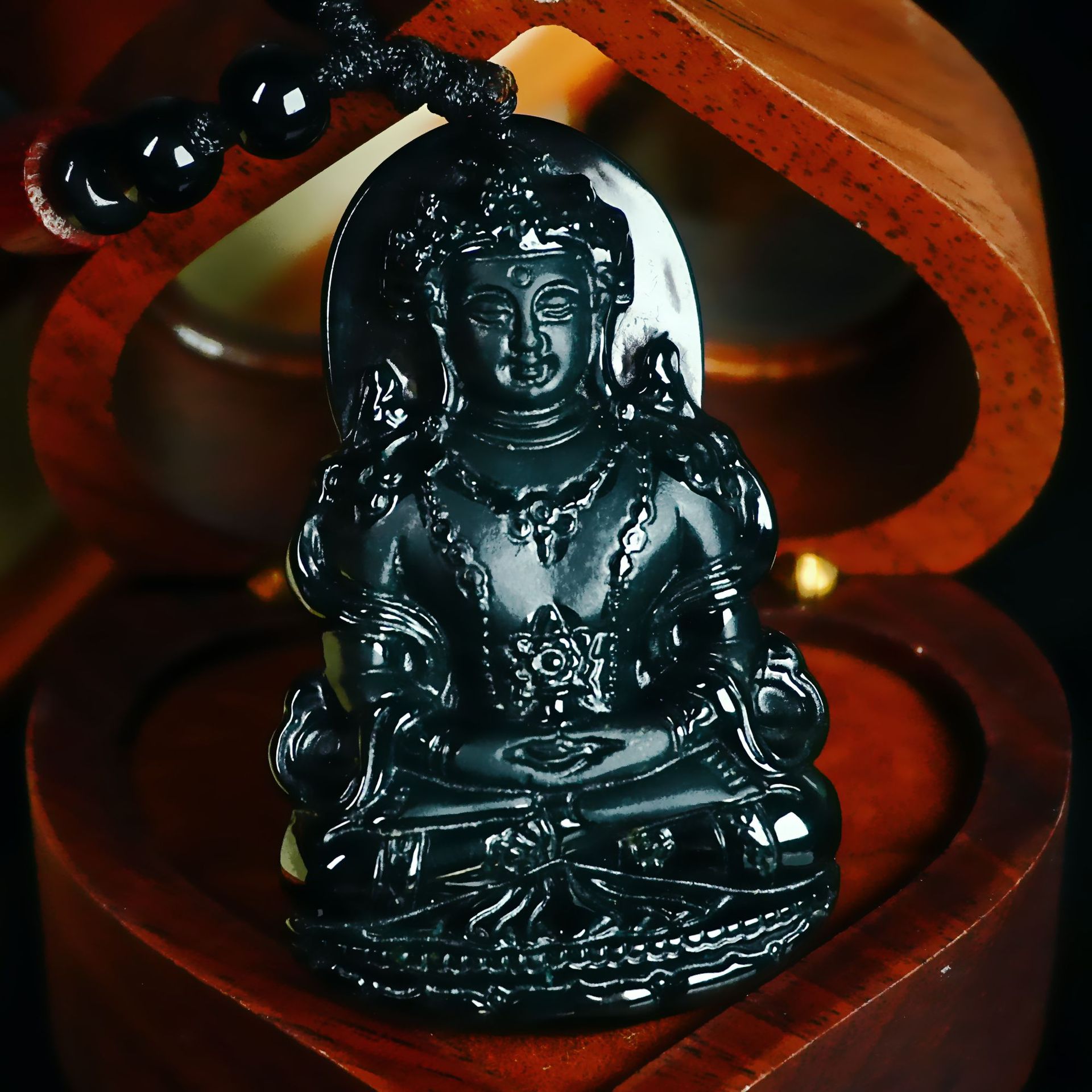 正品天然墨翠观音天然a货翡翠墨翠度母观音佛像吊坠男款观音吊坠