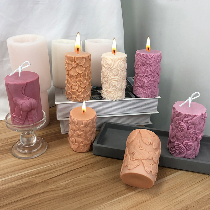 厂家批发立体柱体硅胶模具圆柱长方形柱蜡烛香膏模具扩香石硅胶模