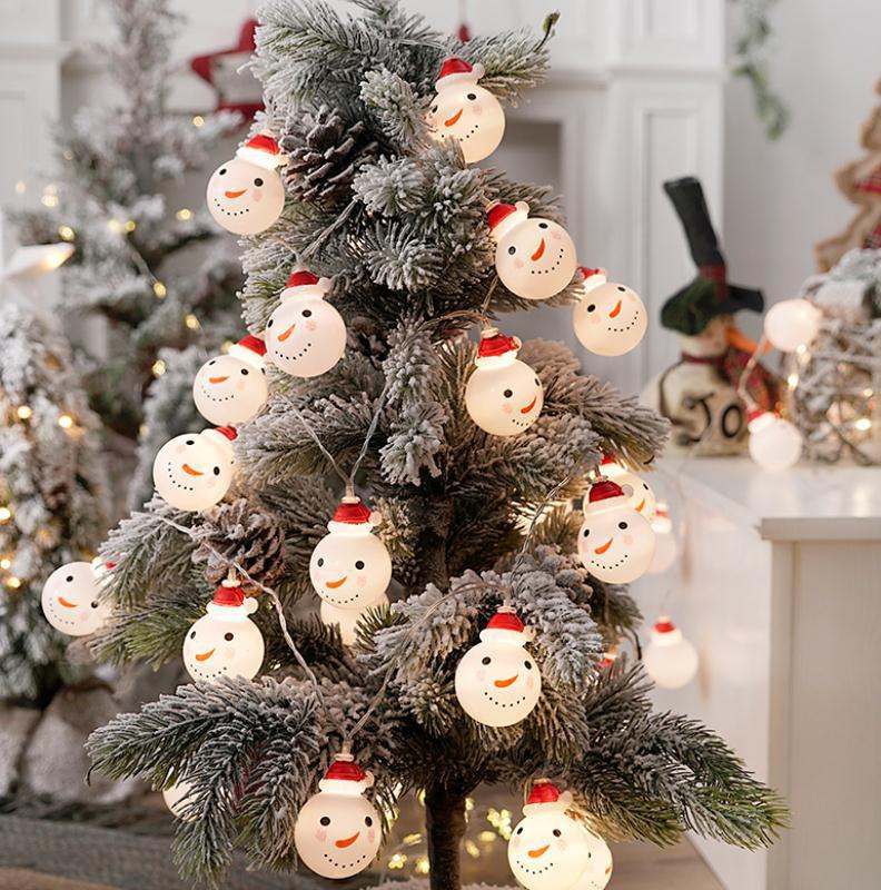 新款圣诞雪人创意装饰挂件灯串led电池盒彩灯室内布置闪灯批发