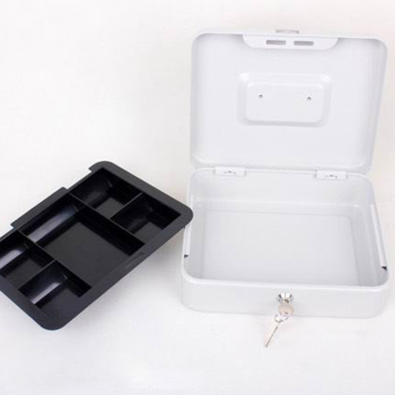 Source manufacturer Jelice double-layer cash box wholesale metal Cash change box portable lock storage box image