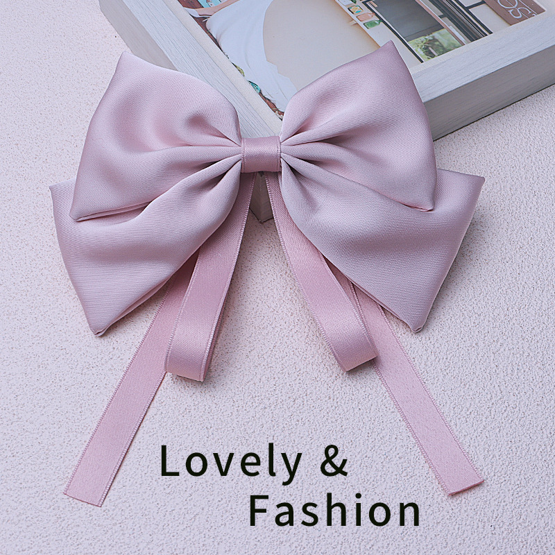 Children's Ribbon Big Bow Hairpin Little Girl's High-Grade Hair Accessories Princess Back Head Head Clip Girls Headdress