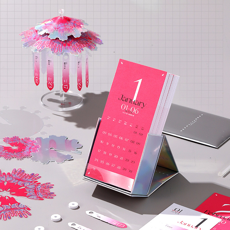 2022年时来运转手撕文艺日历公司立体纸雕台历创意桌面摆件礼品