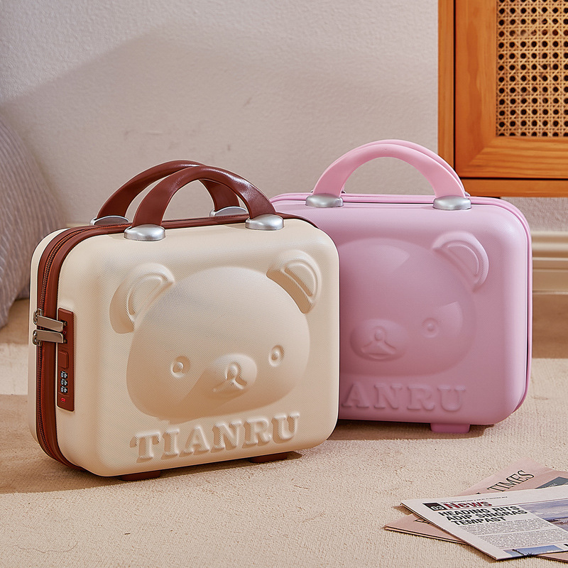 Suitcase 14-Inch Cosmetic Case Hand Gift Suitcase Female 16 Bear Mini Suitcase with Combination Lock Gift Box Wholesale