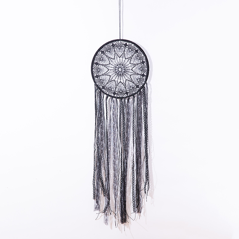 New Indian Black Lace Triangle round Dreamcatcher Cross-Border Hot Sale Tassel Wind Chimes Wall Decoration