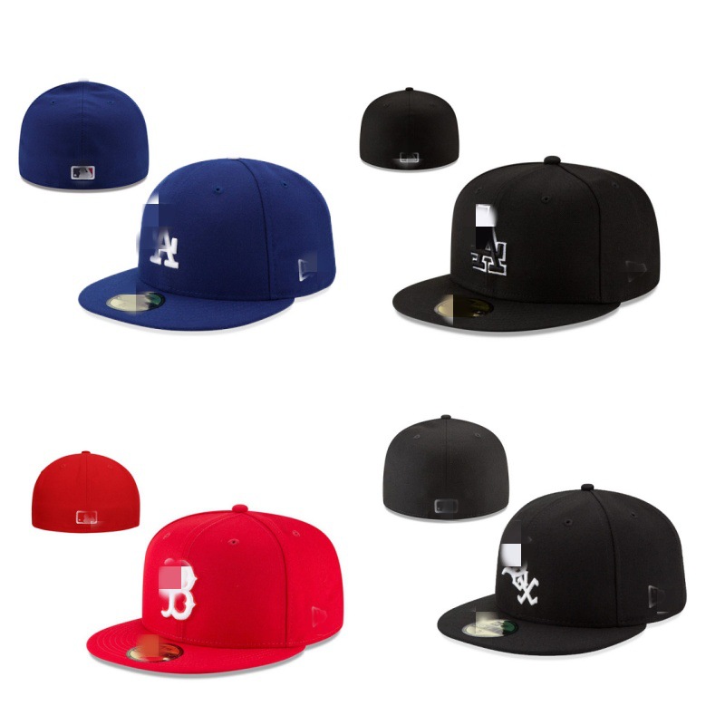 现货mlb道奇队纯色聚酯la经典款59fifty全封闭四季男女棒球帽子