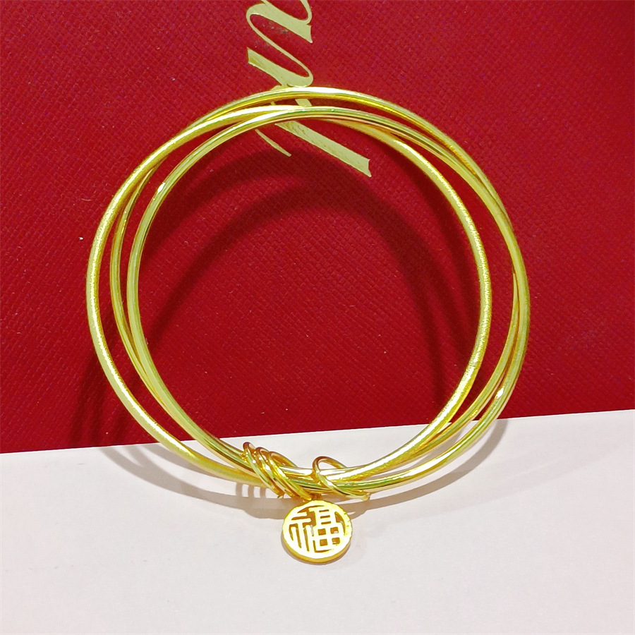 0成交1100个越南沙金三圈手镯 抖音小红书网红三生三世沙金剪刀款女士