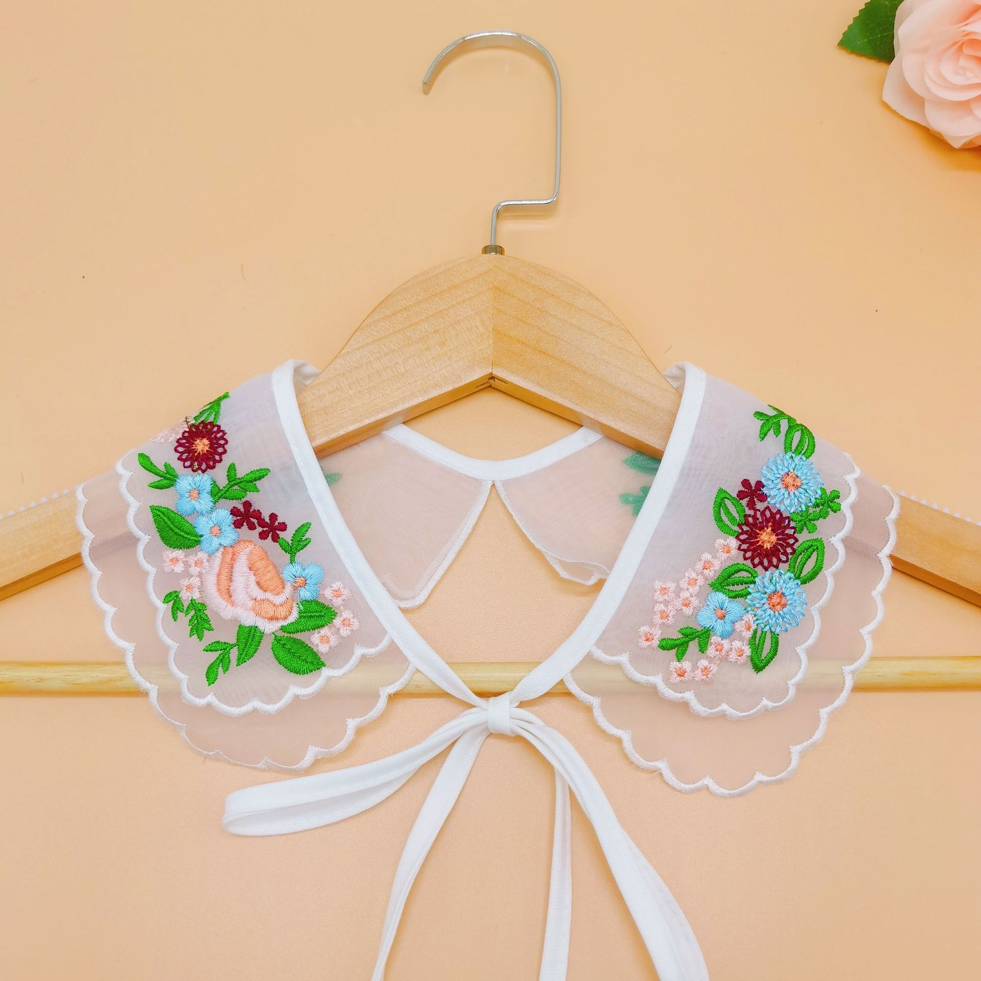 新款女装领花拼接波点绣领子百搭时尚假领娃娃领花跨境电商款式