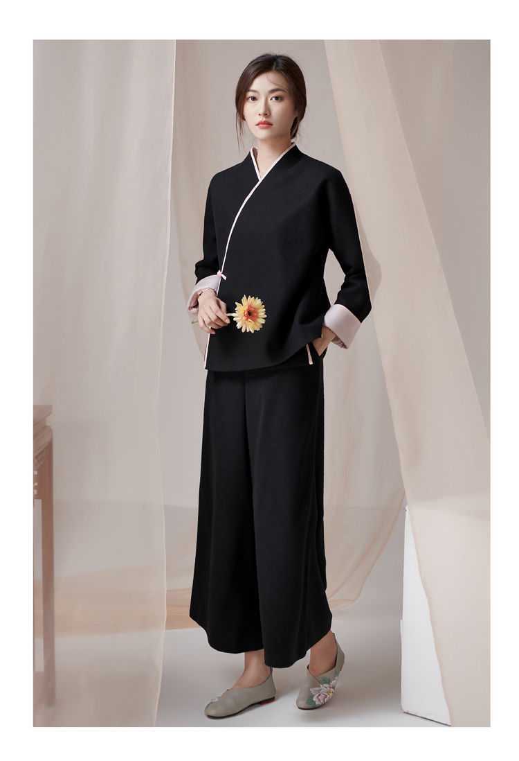 冬季禅服女改良旗袍上衣2021新款秋冬茶服禅修居士服套装中式女装