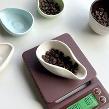 白瓷咖啡豆量碟咖啡粉勺匙分豆器具 复古个性小碟子计量勺烘培容