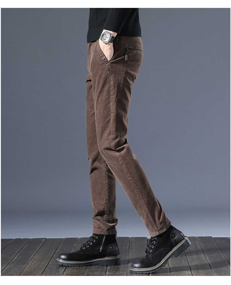灯芯绒休闲裤加绒加厚裤子男秋冬款潮流男裤宽松直筒男士冬季长裤
